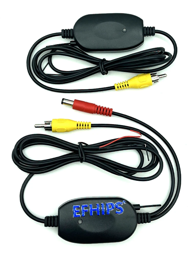 EFHIPS Wireless Rear View Camera RCA Video Transmitter & Receiver Kit for Car Rearview Monitor 2.4 Ghz Reverse Backup Camera CAM