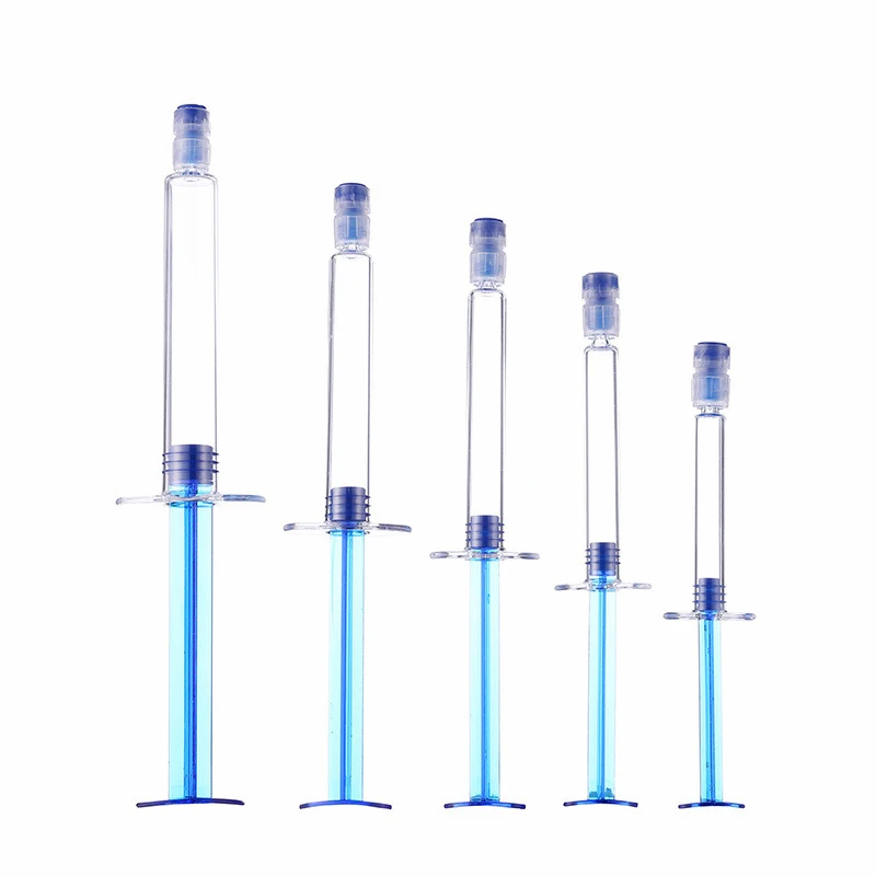 1ml 2ml 3ml 10 ML 5 ML Cosmetic Syringe Clear Blue Disposable Plastic Luer Lock Syringes For Cosmetic Oil Serum Packaging