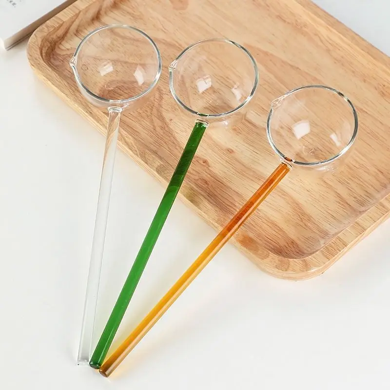 Wholesale Clear Glass Coffee Mixing Spoon  Long Handle Ice Cream Wedding Dessert Yogurt Milk Glass Spoons