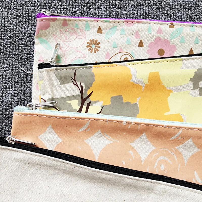 Wholesale Color Cotton Canvas Zipper Pouch With Logo Print Pencil Case