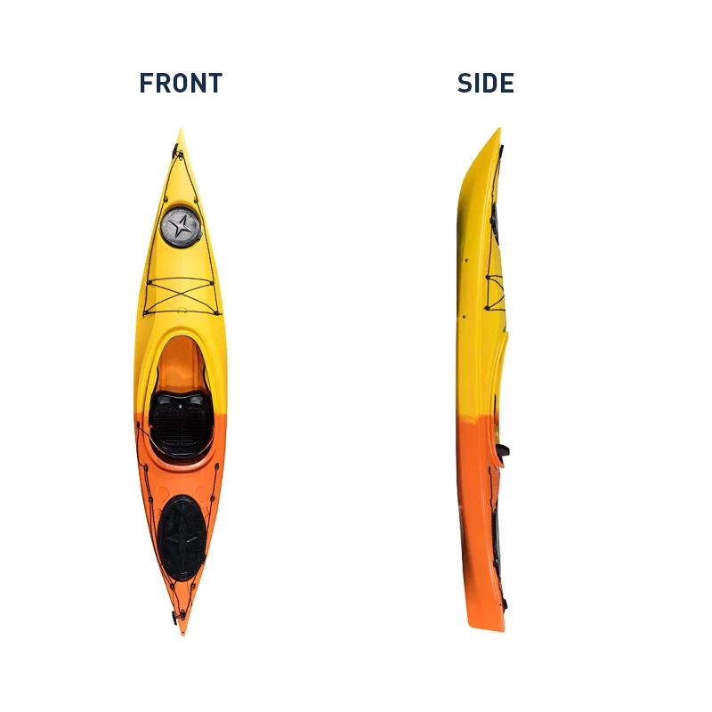 China Sit in canoa sea tandem kayak boat 3.3m with rudder system and pedal feet hoby