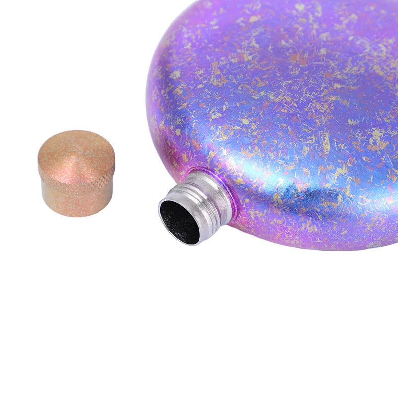 Customized 5oz Titanium Round Portable Pocket Alcohol Whiskey Liquor Bottle Wine Bottle Pot Flagon Hip Flasks