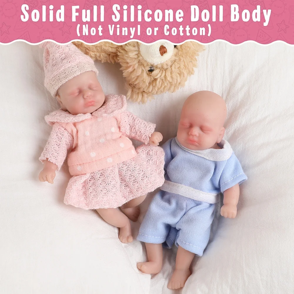 6.1 inch Mini Reborn Baby Dolls Sweet Girl Full Silicone Body Best Gift for Kids