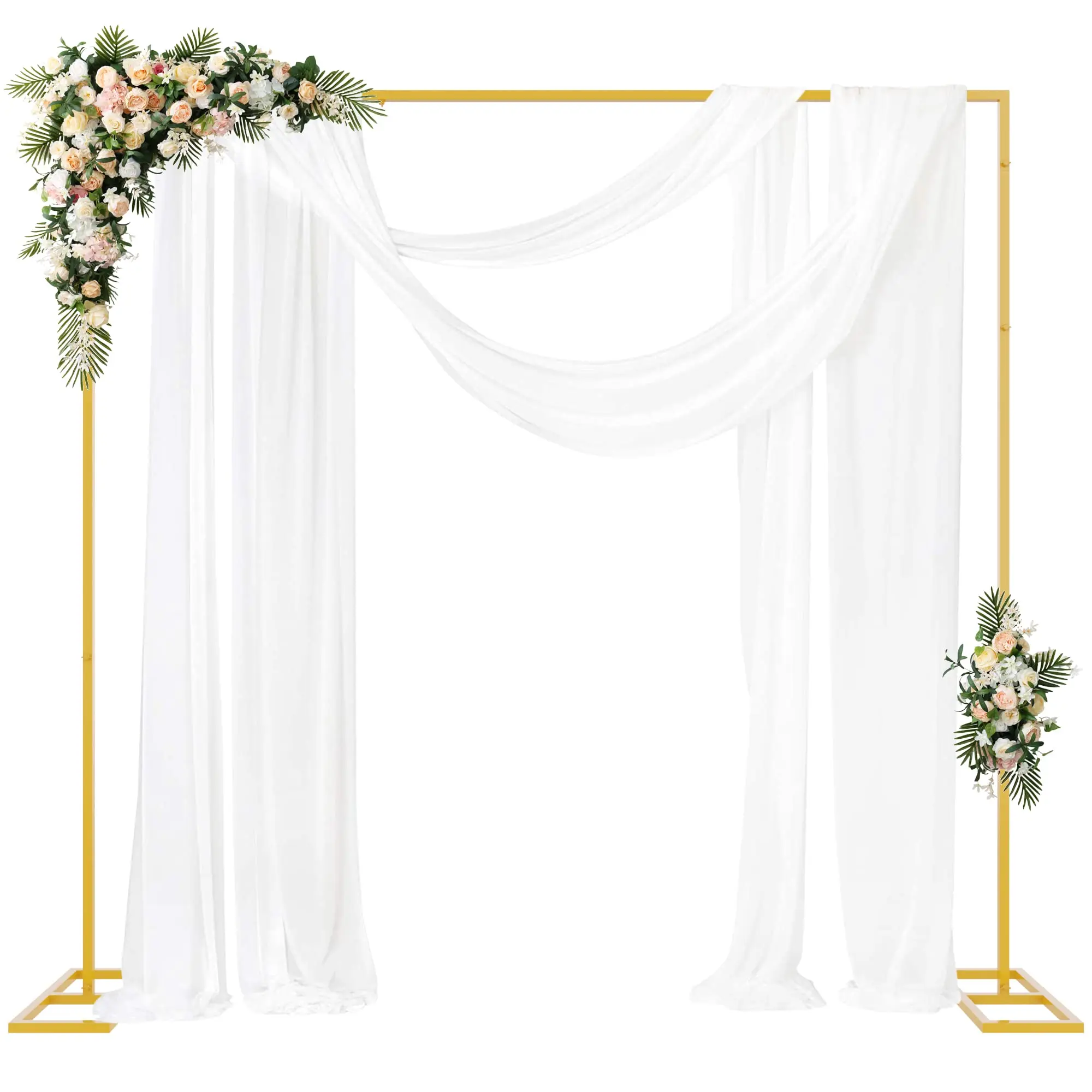 Heavy Duty Backdrop Stand 8ft x 8ft/ 10ft Gold Backdrop Stand Kit Metal Backdrop Sand for Wedding Photobooth Decoration