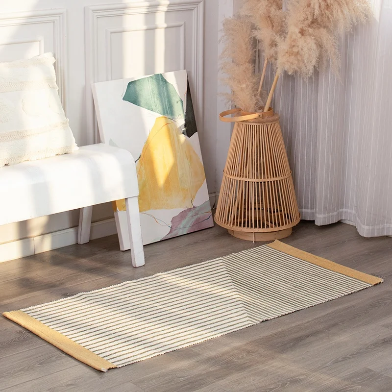 Customization Geometric Printed Boho Farmhouse High Quality Cotton Woven Area Rugs For Living Room Carpets And Rugs