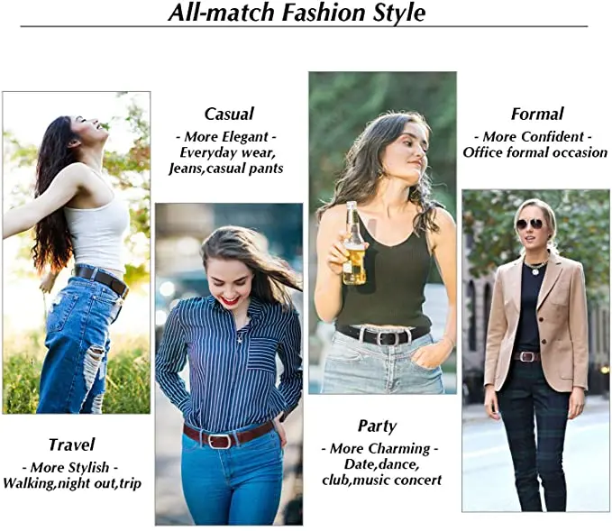 Genuine Leather Fashion Women Leather Belts Woman Waist Belt for Jeans Pants