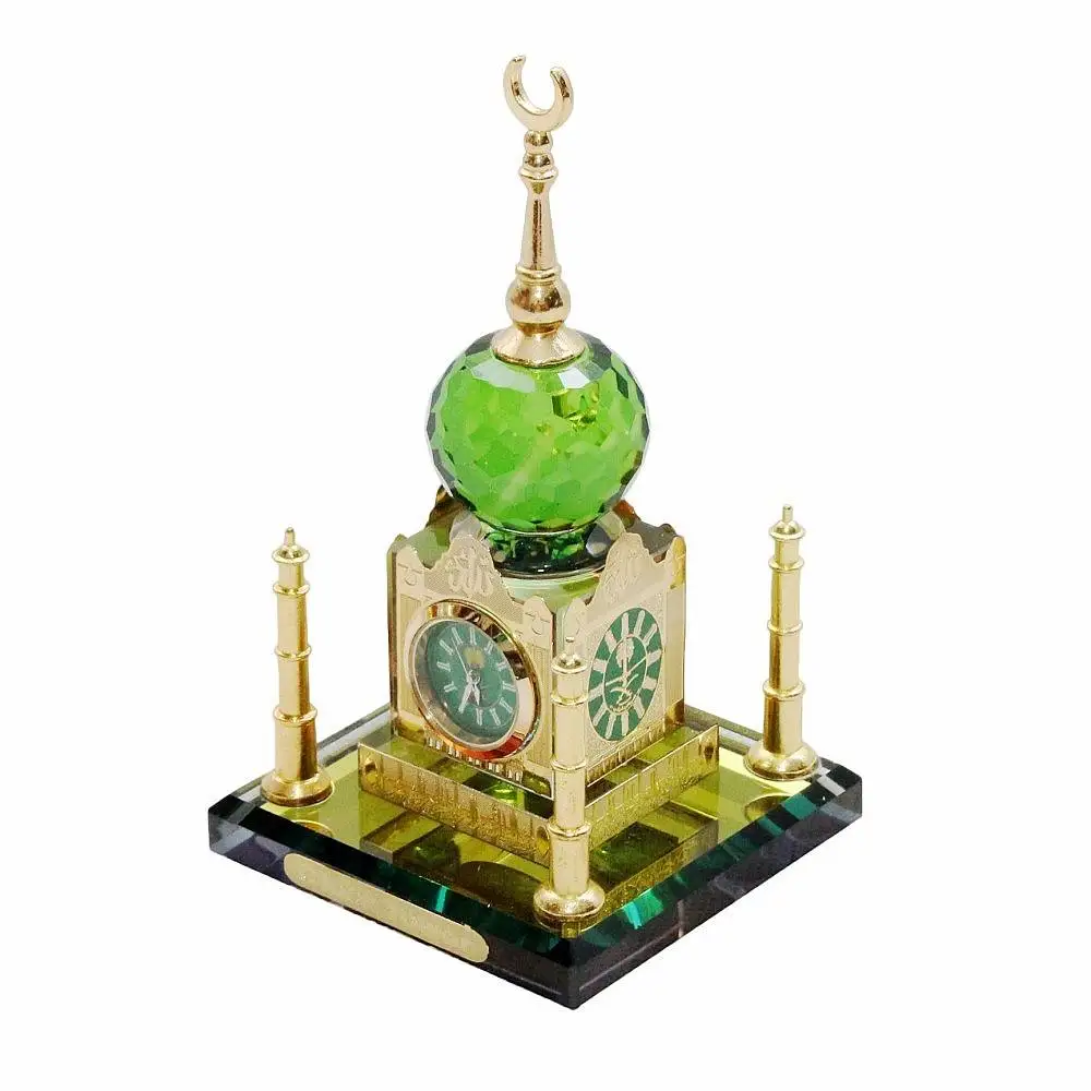 2023 New Design Four Sided Clock Model Crystal Glass Muslim Ornaments