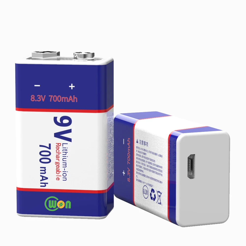 700 мАч 600 micro USB 9 В литий-ионный перезаряжаемый аккумулятор в перезаряжаемые батареи батарея