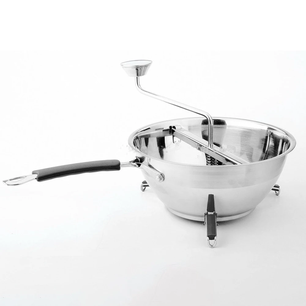 Rotary Stainless Steel Food Mill Strainer Potato Masher Grinder Vegetable Mill Silicone Handle with 3 Milling Discs