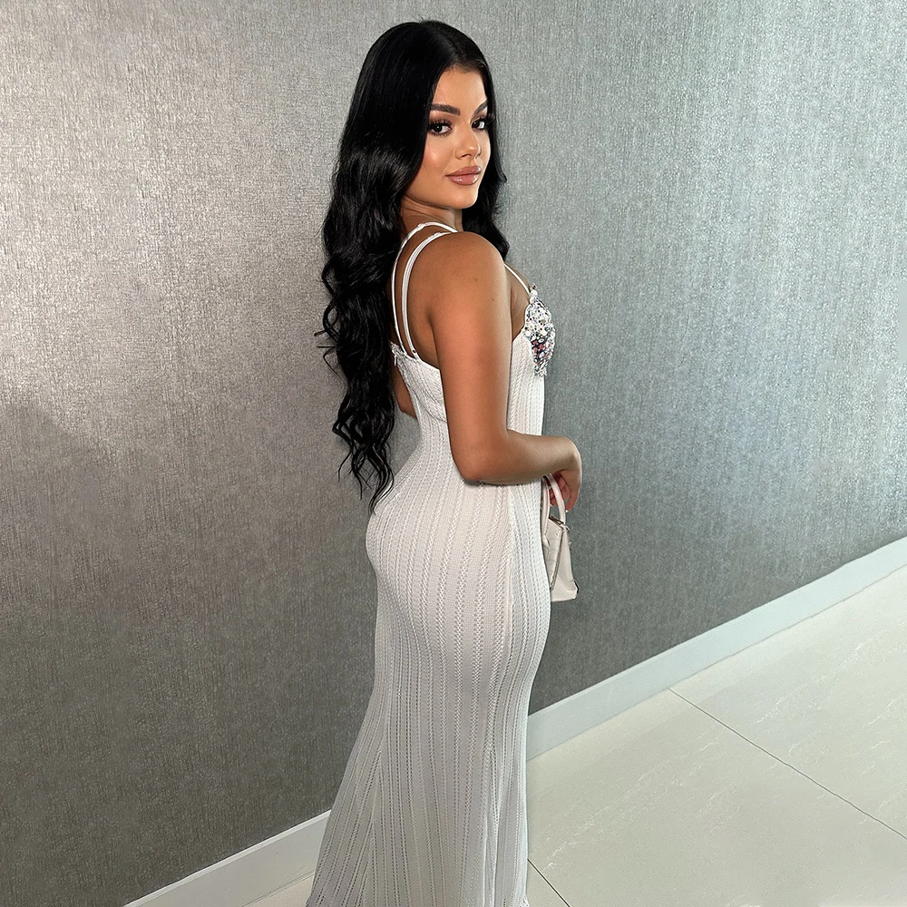 CY901373 INS Jersey Dress White Basic Maxi dresses New Design Build-in Bra Pad Woman Casual Clothing 2024