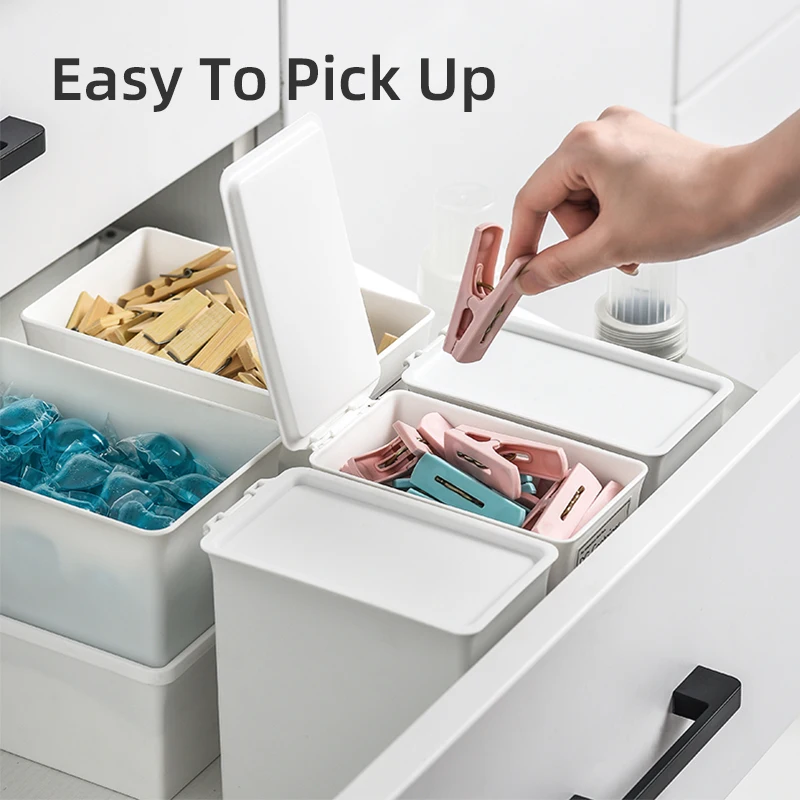 Home Organizers Stackable Washing Powder Storage Box Home Use Sundries Plastic Storage Container with Lid