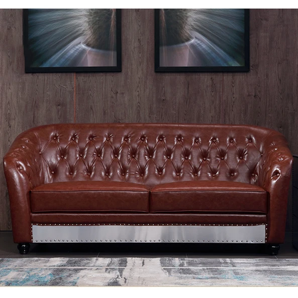 Industrial Aviator Furniture 3 Seater Aviator Sofa Leather Home Living Room Chesterfield Sofa