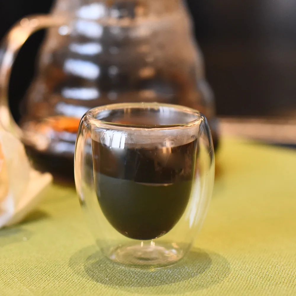 80ml high borosilicate double wall glass coffee cup