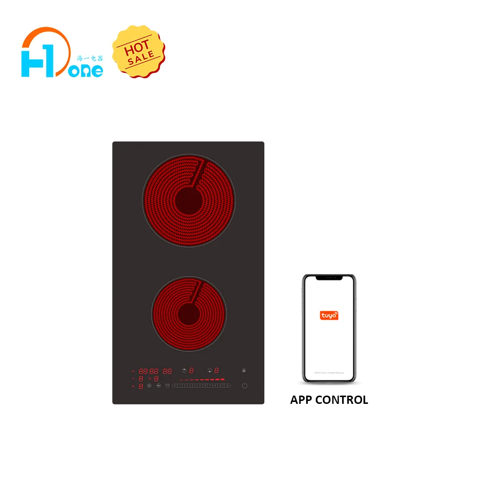 H-one монтажа на печатной плате черного цвета с украшением в виде кристаллов 2 зонами нагрева встроенный для тушеного мяса керамическая плита с поддержкой Wi-Fi приложение TUYA
