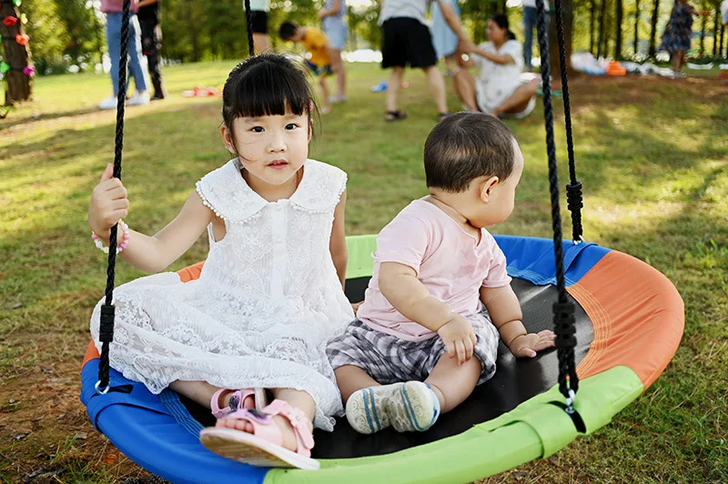 Outdoor and Indoor Durable Garden Rattan Patio Double Swing Chair Set Metal Beach Style