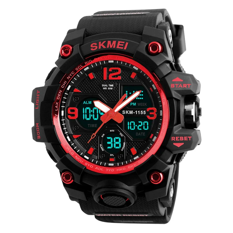 hot selling SKMEI 1155B dual time sport watch analog digital watches for men