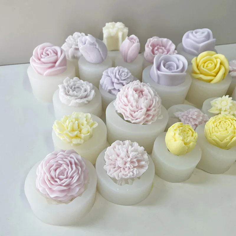 Flower Fondant Flower Candle Silicone Mold Rose Handmade Soap Gypsum Baking Mold 3d Chocolate Mould Sugar Paste Mold