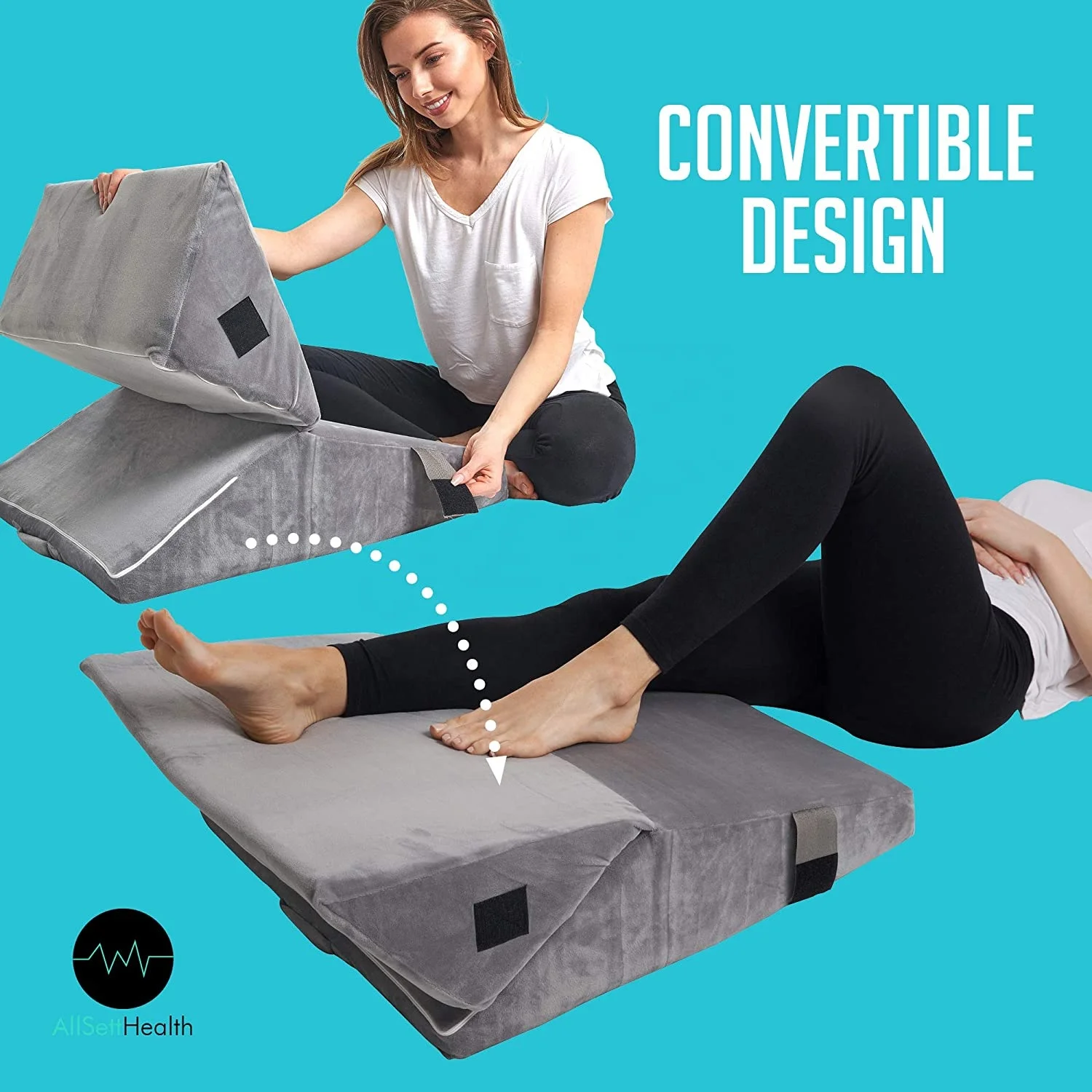 Hot selling reading pillow memory foam bed wedge pillow for headboard & legs and back support & acid reflux & Anti-snoring