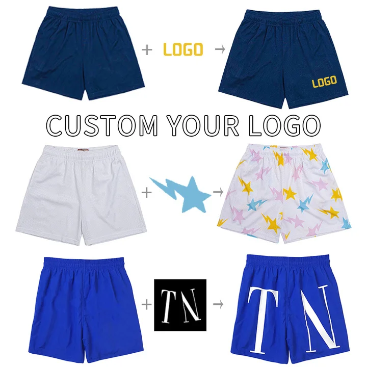 Custom Logo Color Double Layer Designer Lining Summer Sublimation All Over Print Custom Blank Short Men Mesh Shorts