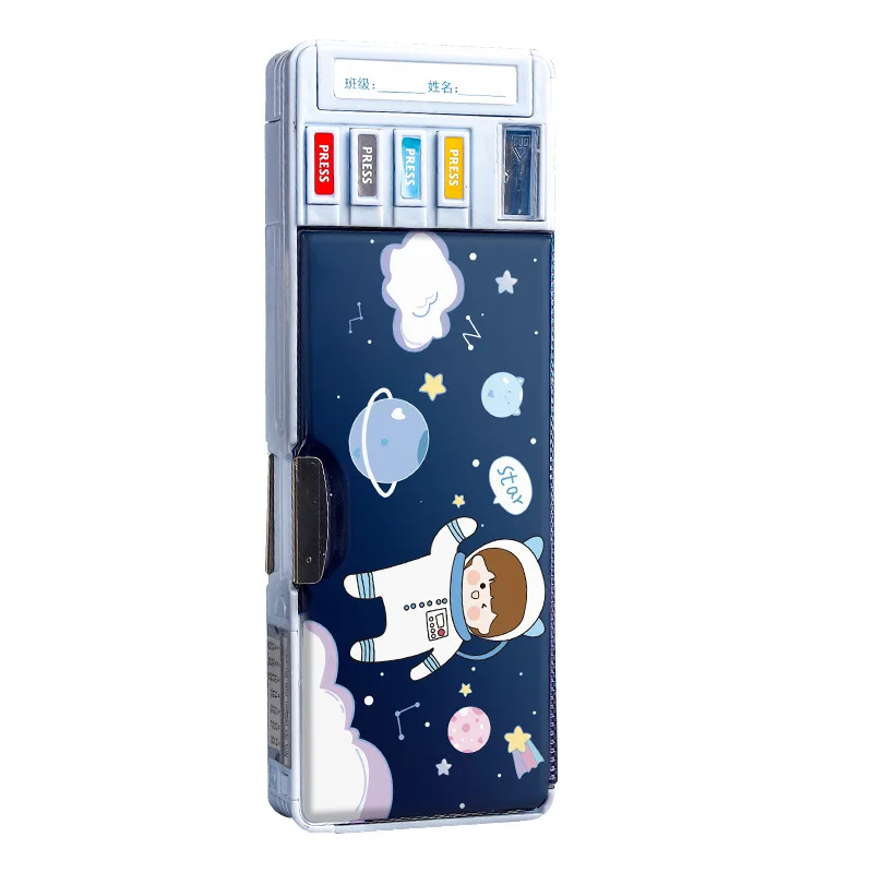 BEYOND Kawaii Plastic Pvc Multifunctional Pencil Box pop Out up Mechanical School Kids case for