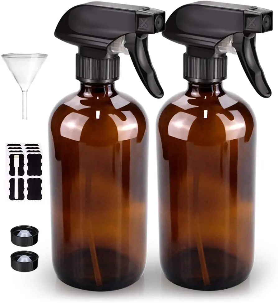 2/4 oz 8oz clear 500 ml boston bottle with metal cap top diffuser 60 amber 16oz 250ml 4oz glass spray bottles 500ml with spray