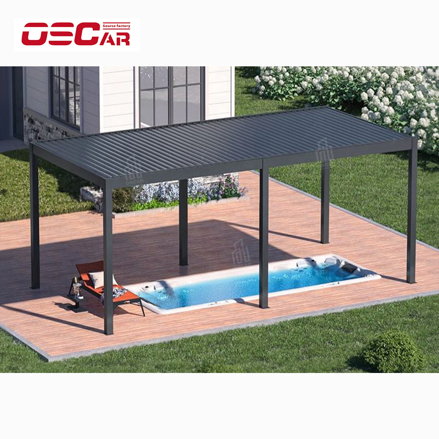 Modern Pergola Adjustable Motorized Louver Roof Heavy-duty Aluminium with Glass Door Custom Made Winter Garden Aluminum