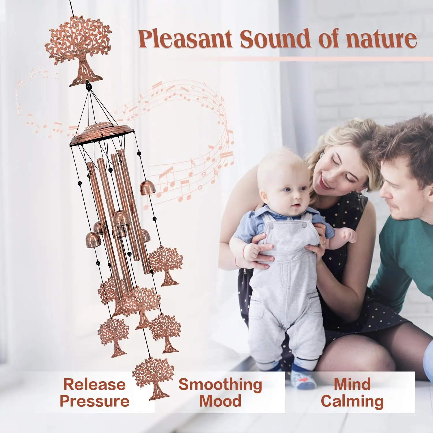 Outdoor Wind Chimes Tree of Life Metal Garden Decoration Holiday Gifts for Terrace