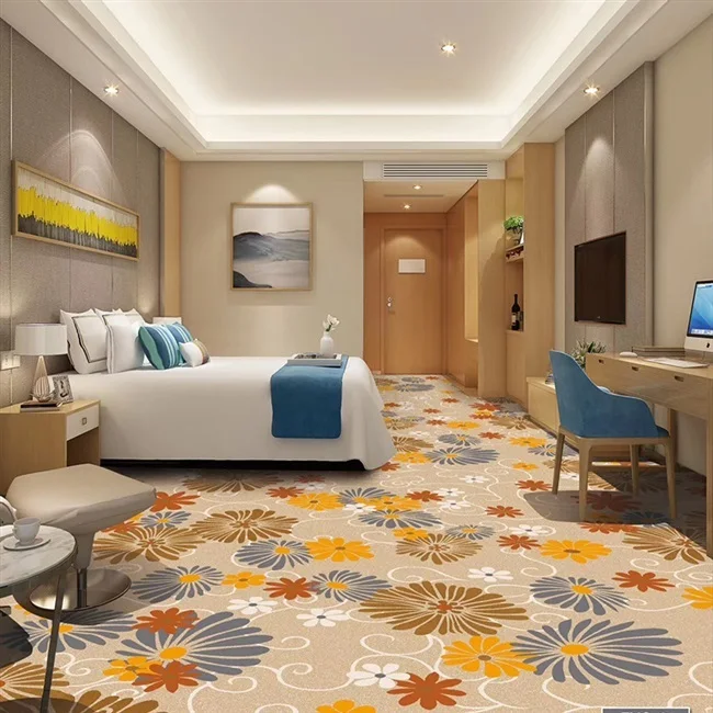 Custom design modern luxury pattern carpet removable nylon printed commercial carpet rug 1000g hotel wall to wall carpet