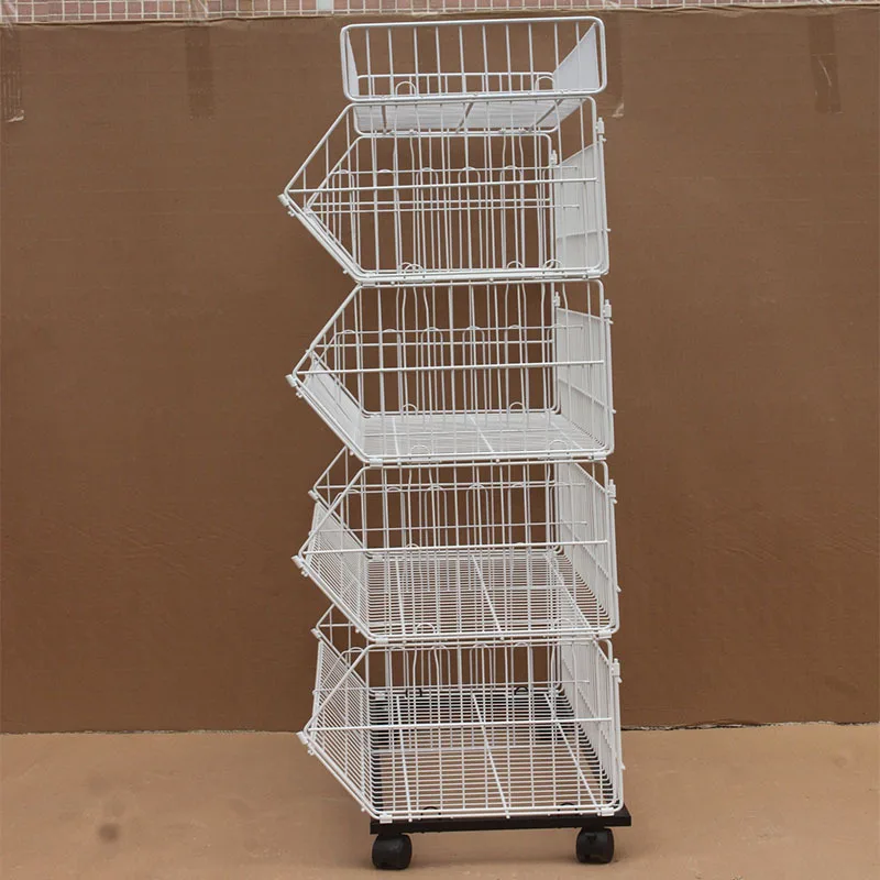 
Mobile supermarket line bar snacks electroplating inclined mouth basket layer net rack bread rack cage shelf 