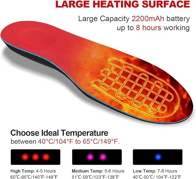 Winter  Battery Powered Heating Insole Remote Control Foot Warmer for Hunting Camping Hiking Electric Heated Insoles