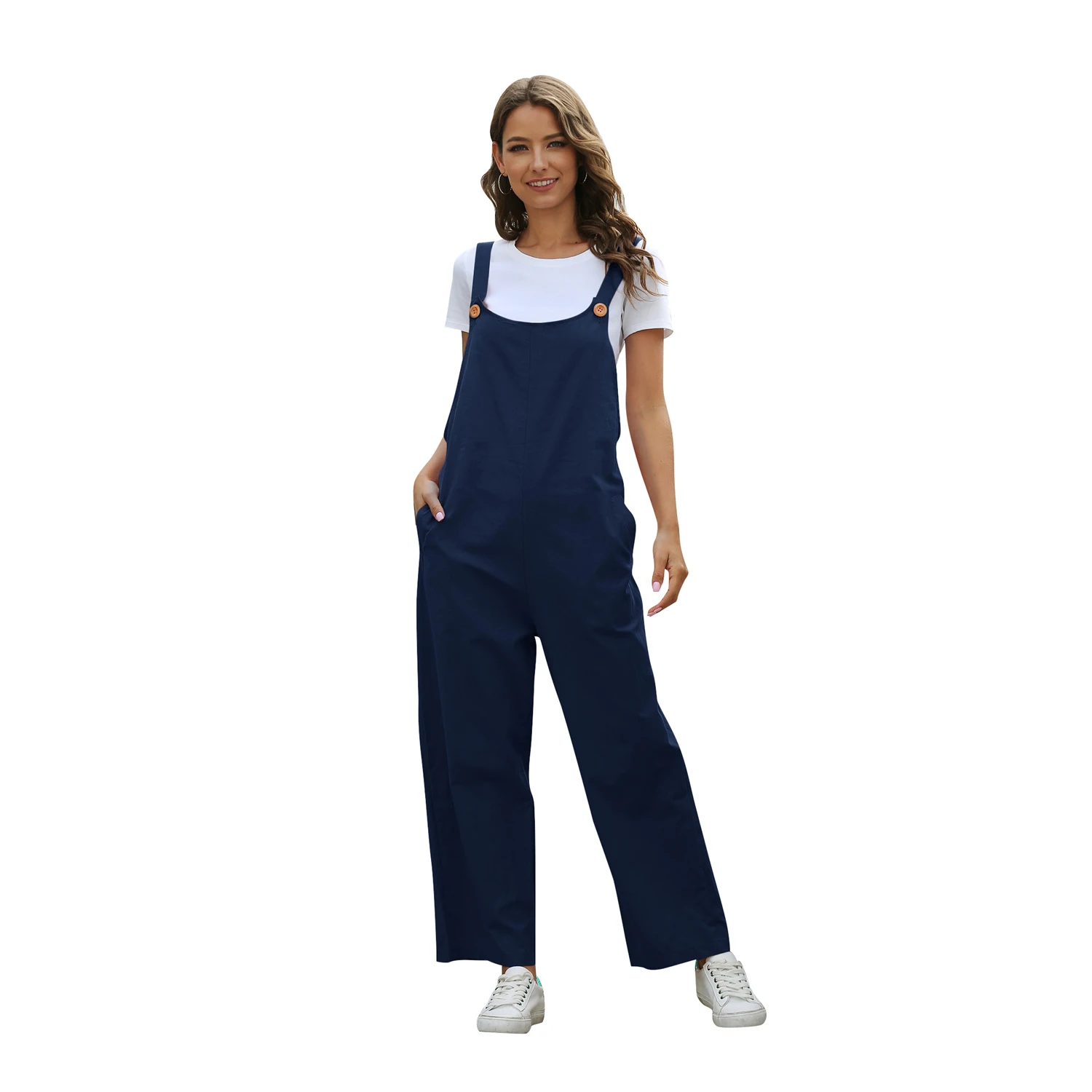 Новинка 2021, Женский Повседневный Длинный свободный комбинезон в стиле ретро, однотонный, на выбор, прямые широкие брюки, брюки