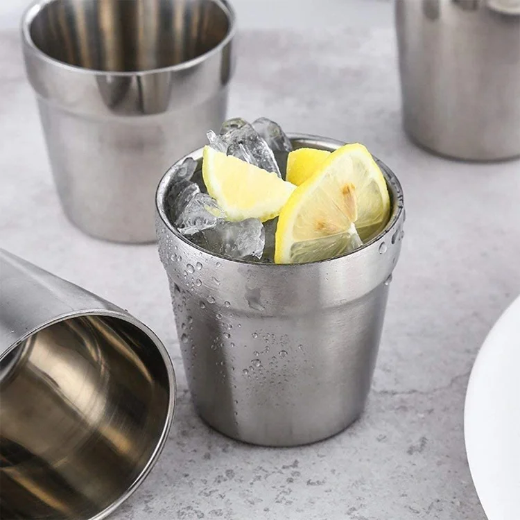 6 oz Metal Cups Stainless Steel Mug Stackable Double Wall Drinking Glass Kids Cup