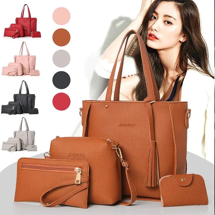 2021 New Fashion Composite Bags 5 Colors Tassel Matching Women Handbag Ladies Purse Set