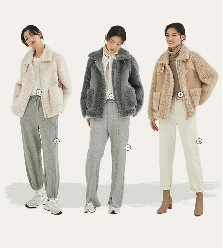 2022 New Winter Plush Coats For Women Lapel Plaid Short Cropped Faux Fur Jacket With Pocket