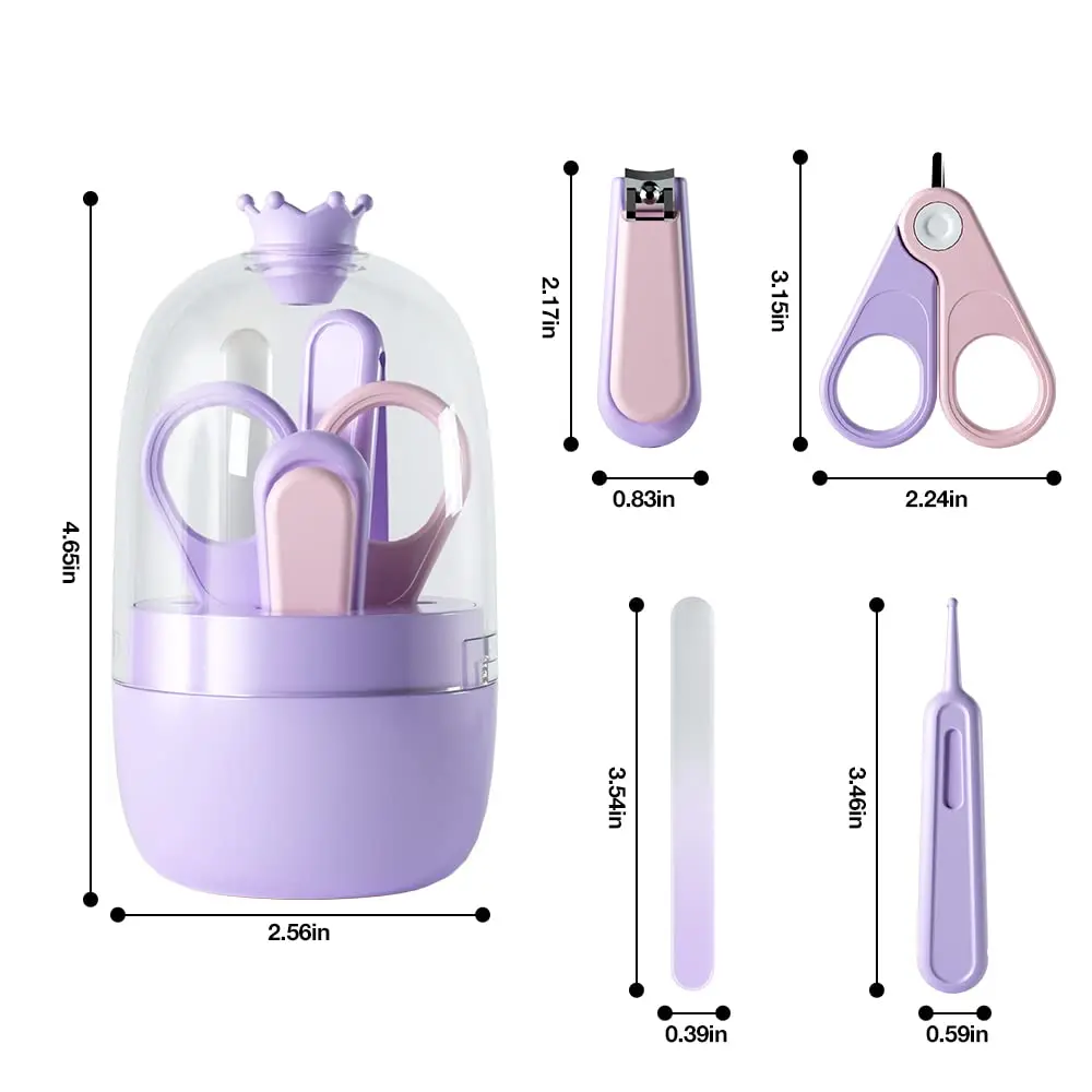 4-in-1 Safe baby nail trimmer with Cute Case Baby Nail Files Scissors Tweezers Baby Nail Clippers
