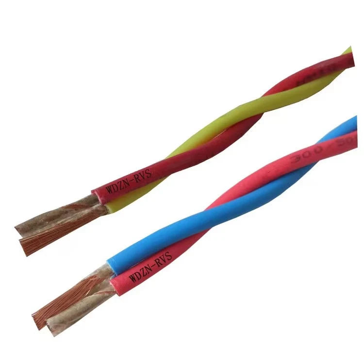 2 core RVS cable 450/750V Coprer 0.5 0.75 1 1.5 2.5 mm PVC insulated Soft strand fire protection system used