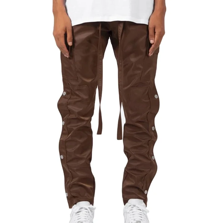 
Cargo pants men nylon pants snap button detail relax fit custom zipper cargo snap pants men 
