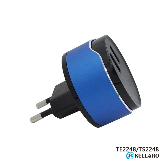 Настенное зарядное устройство адаптер 2 USB металлический круглый дизайн для мобильного телефона