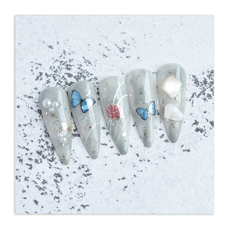 2021 New Butterfly 3D Nail Sticker Laser Flower Nail Sticker Decoration 1379-1384