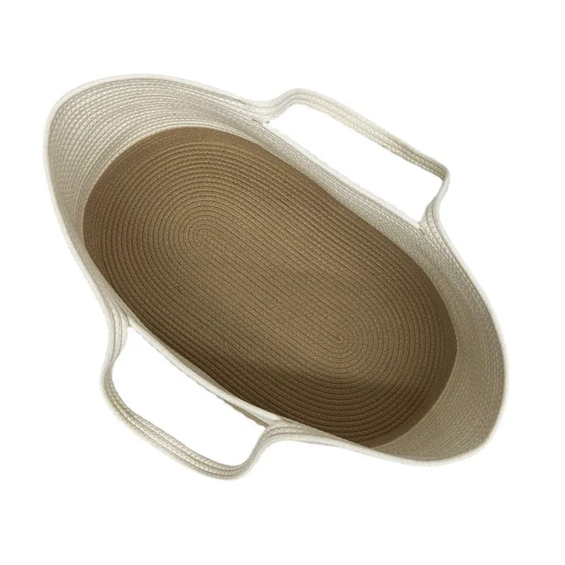 portable handmade Macrame Boho 100% cotton rope baby changing basket set with diaper caddy organizer waterproof pad