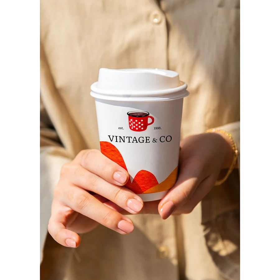 Biodegradable Disposable Coffee Paper Cup Single Double Ripple Wall Paper Coffee Shop Cafe Cups With Lids And Sleeve Straws