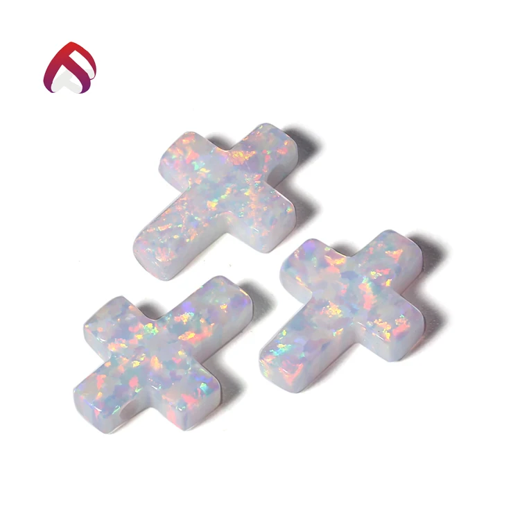Wholesale Price Gemstone Cross Shape Synthetic Opal Stone Jewelry Making Stone