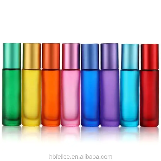 Thick 10ml 5ml Frosted Glass Roll On Bottles Natural Gemstone Roller Ball Essential Oil Vials Empty Refillable Perfume Bottle