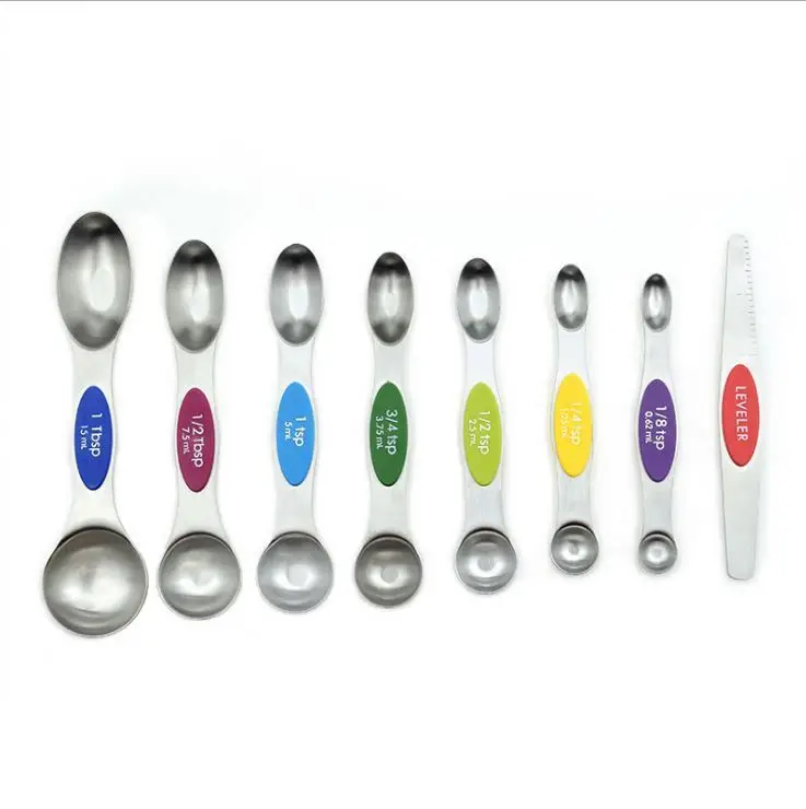 Magnetic Measuring Spoons Set Stainless Steel Dual Sided Stack able Teaspoon for Measuring Dry and Liquid Ingredients