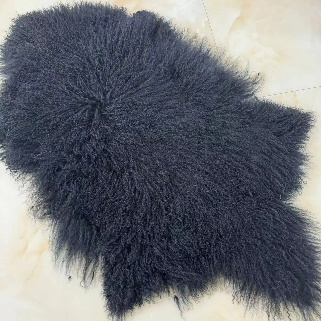 Factory Direct Supply 120x60cm Mongolian Lamb Fur Plate Goat Fur Rug Sheepskin