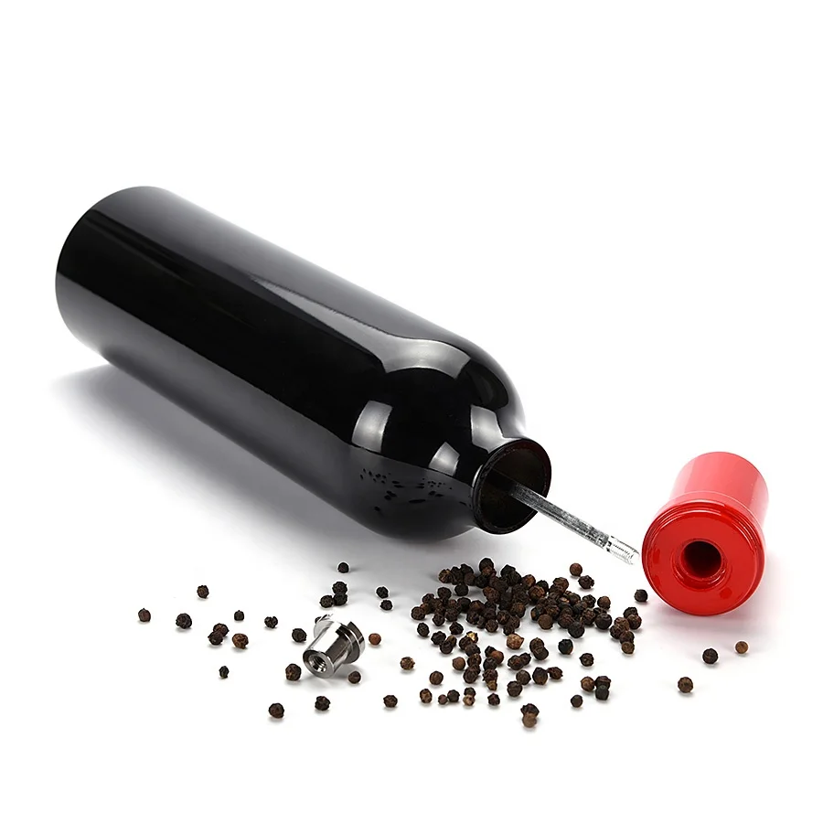 Wine Bottle Large Size Adjustable Ceramic Rotor Gravity Wood Kitchen Salt Grinder Pepper Mill