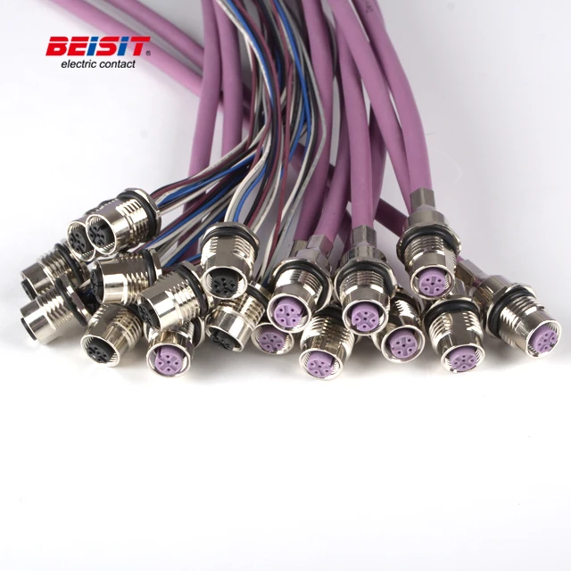 Waterproof  A Code 3pin 4pin 5pin 8pin 12pin  Rear Front Panel Mount M12 connector