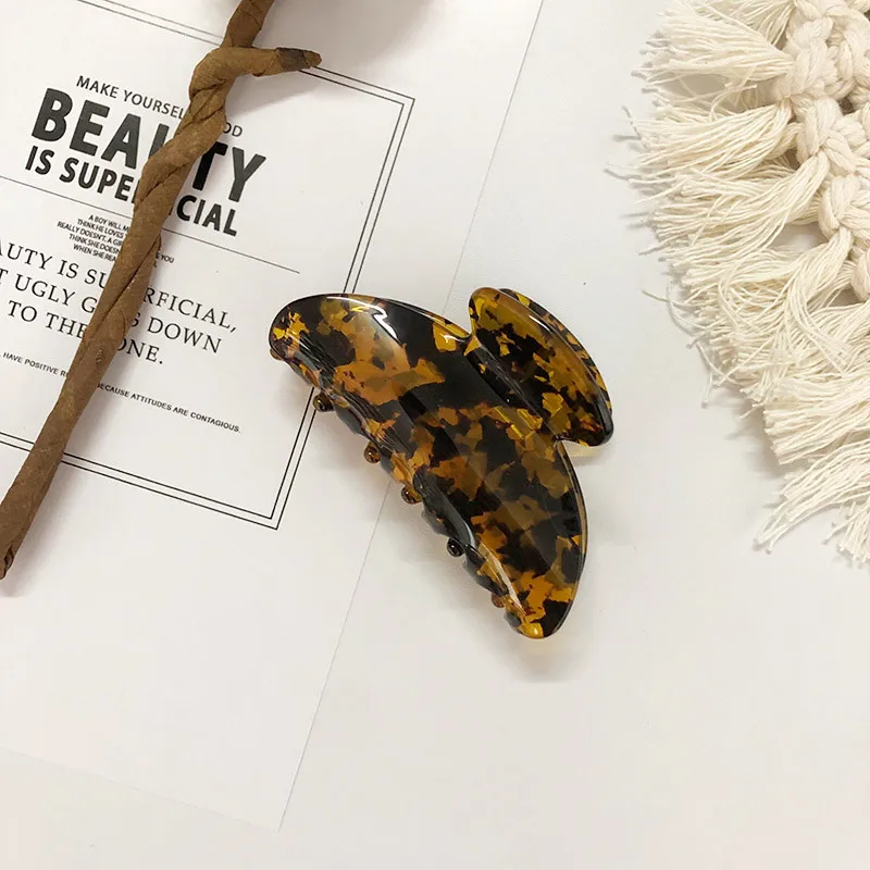 Wholesale Hair Accessories OEM Custom Engraved Logo Tortoise Cellulose Acrylic Crab Hair Claw Clips