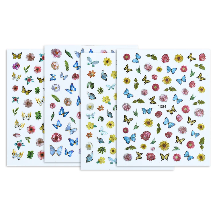 2021 New Butterfly 3D Nail Sticker Laser Flower Nail Sticker Decoration 1379-1384