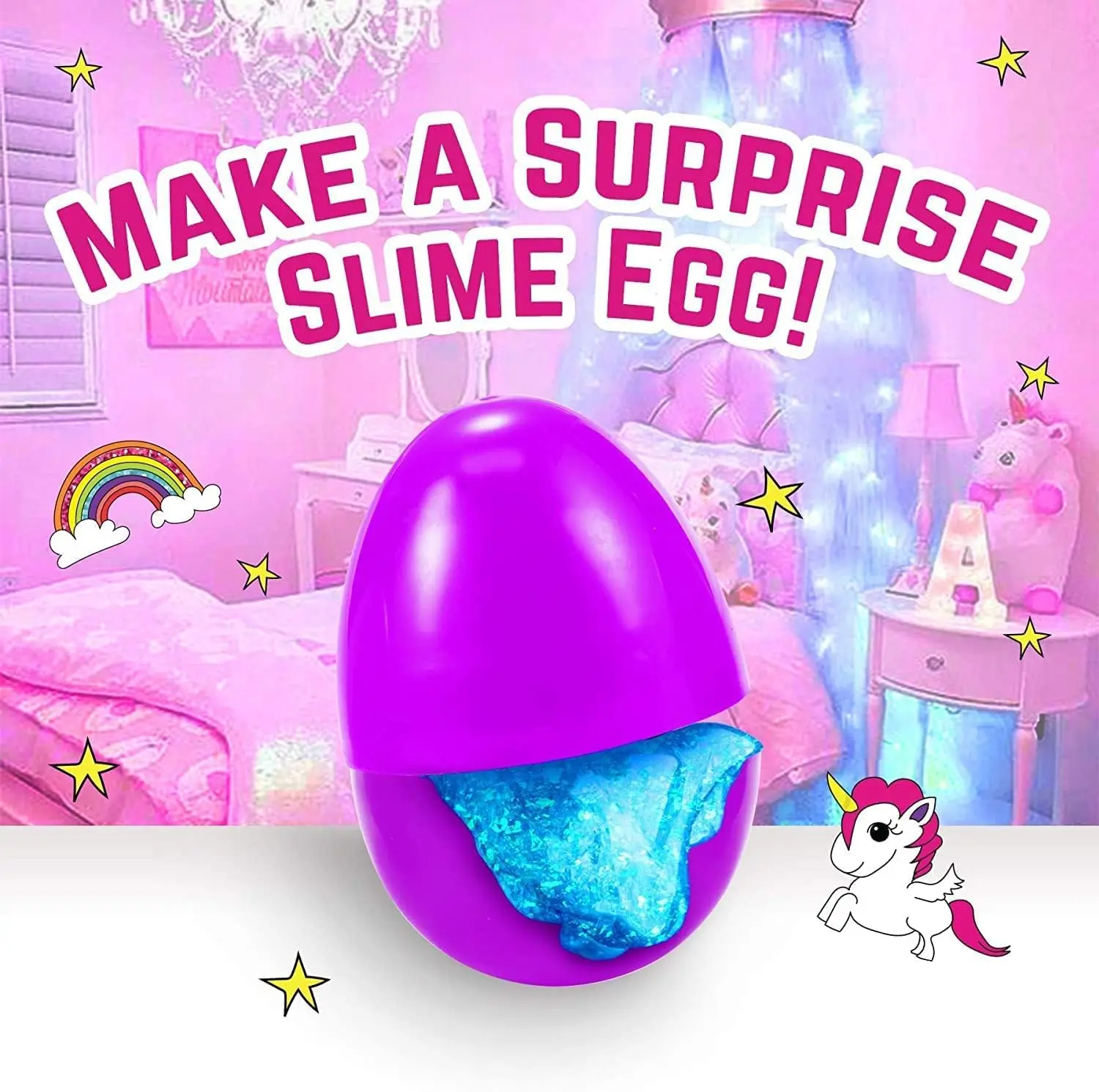 Sparkly Unicorn Egg Surprise Slime Kit for Girls, Sensory Toys for Kids, Create Cloud Slime & Magical Unicorn Slime